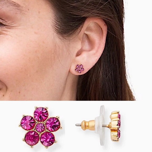 kate spade Jewelry - Kate Spade Pink Cubic Zirconia Floral Stud Earrings